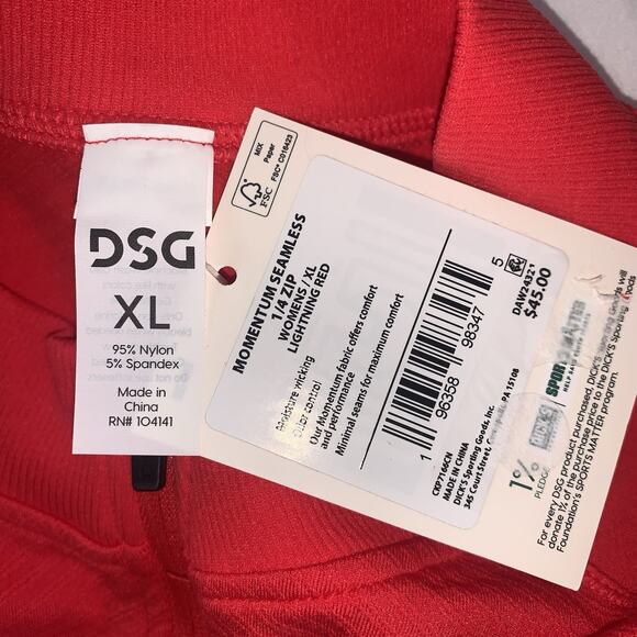 NWT DSG Momentum Seamless 1/4 Zip Pullover Lightning Red Women’s Size XL - Picture 11 of 14